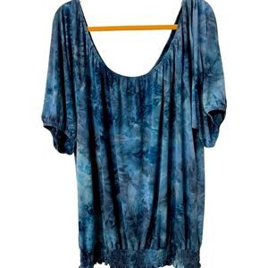 Avenue Woman’s Plus Size Blue on Blue Tie-Dyed Top - Size 26 - 28